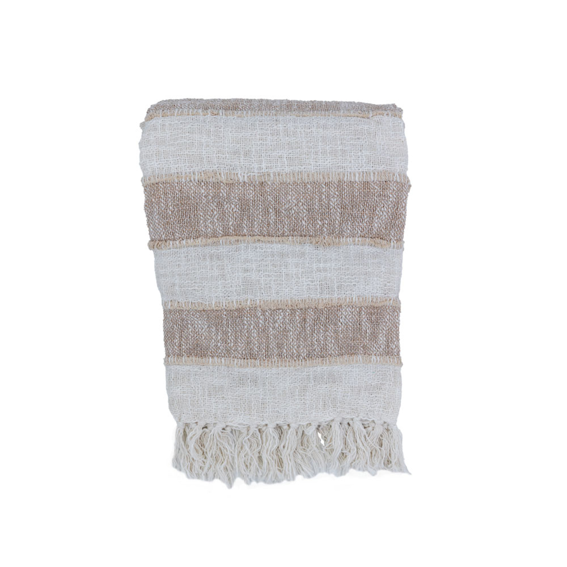 SUNIL DECORATIVE THROW 130x170 FABRIC BEIGE WHITE