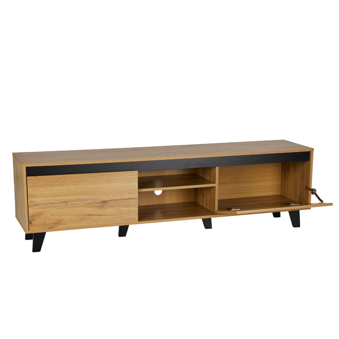 ARABICA TV STAND CHIPBOARD WITH MELAMINE SONOMA BLACK METAL BLACK 170x38xH49cm E1 PRC