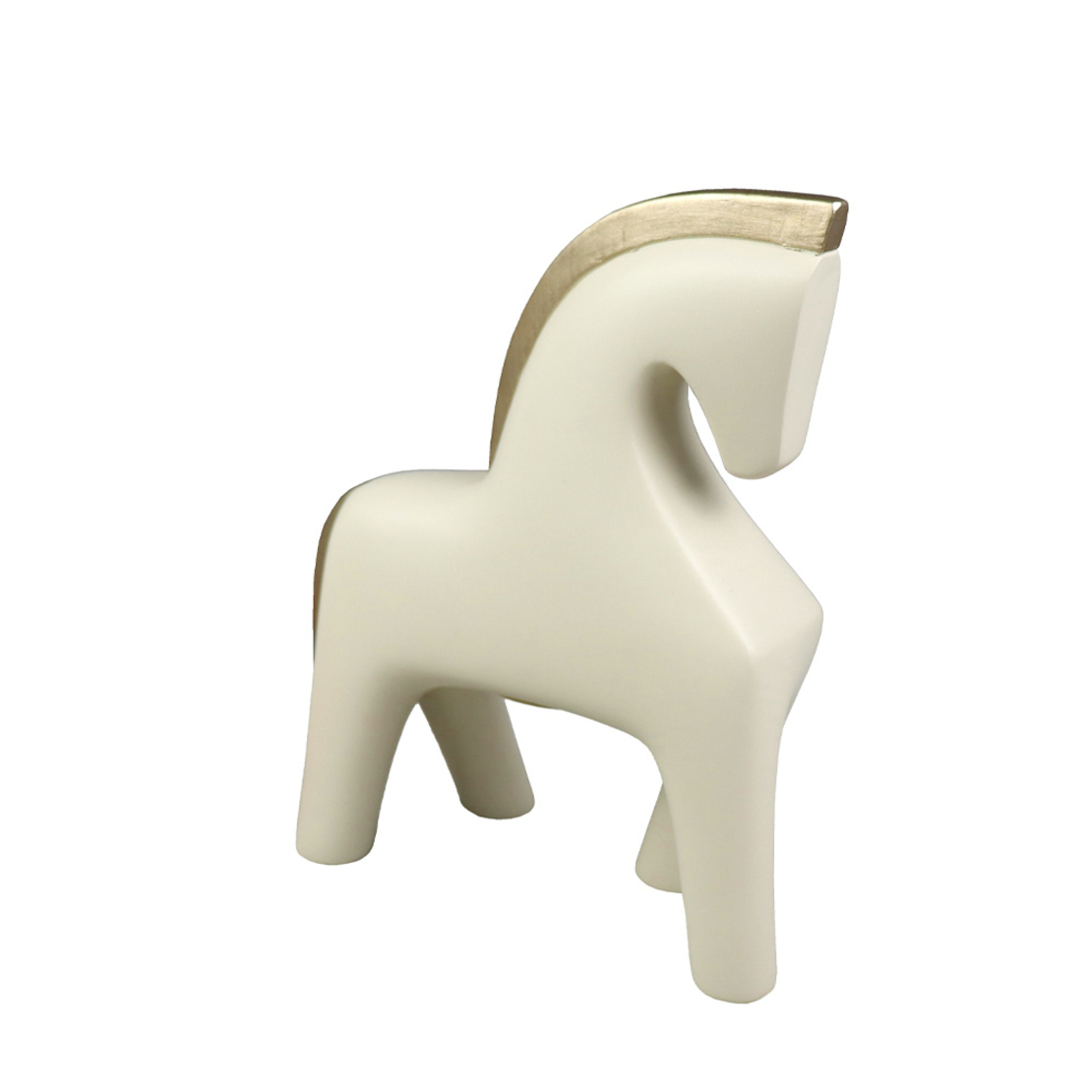 JASPER DECO HORSE POLYRESIN IVORY GOLD 16x7xH20cm