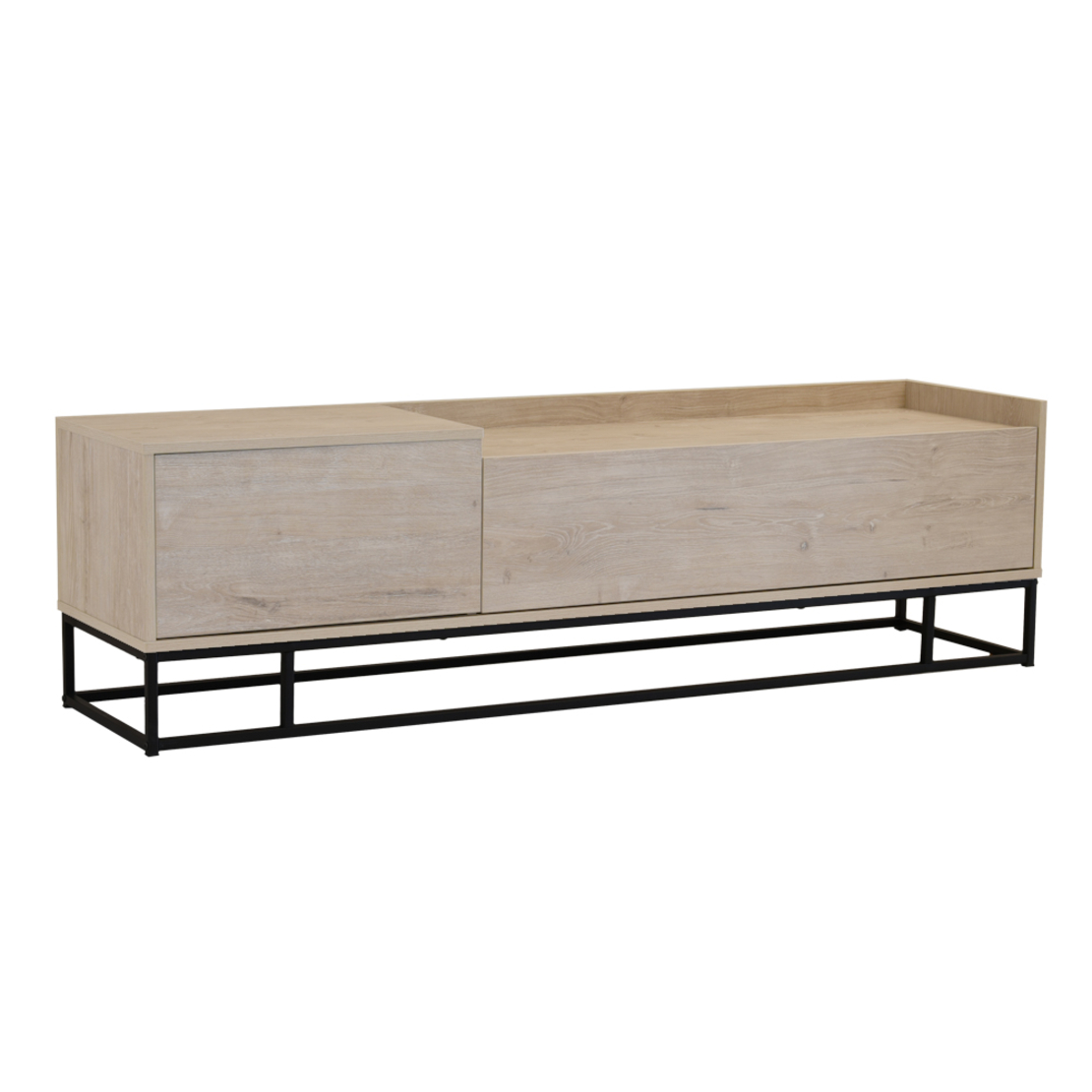 HILTON TV STAND CHIPBOARD WITH MELAMINE CARTA SONOMA DECAPE METAL BLACK 160x39,5xH45cm E1 PRC