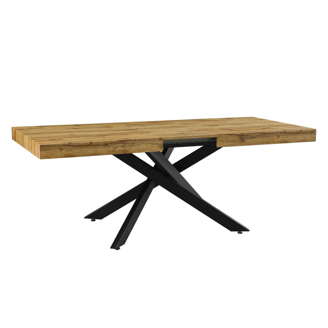 KIMONO TABLE EXTENDABLE MDF WITH PAPER VENEER NATURAL METAL BLACK PRC