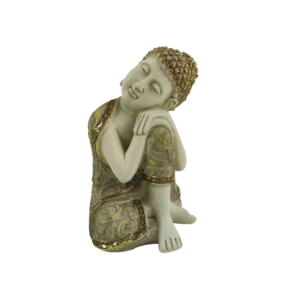 FADHI DECO BUDDHA POLYRESIN BEIGE GOLD PURPLE 9,4x