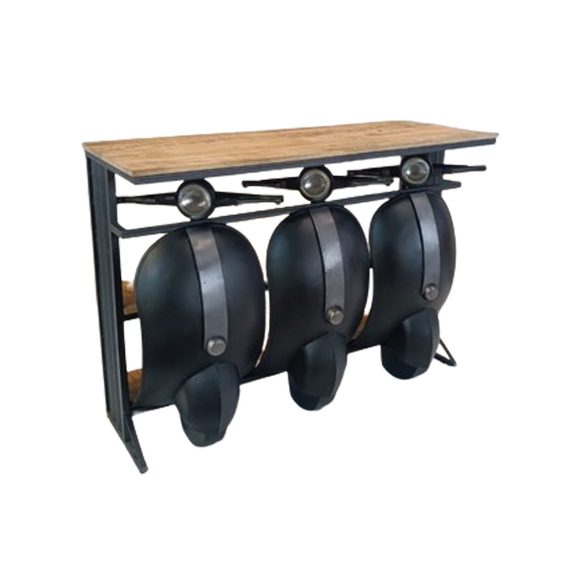 VESPA CONSOLE METAL BLACK SILVER NATURAL WOOD MANGO 138x52xH100cm IN