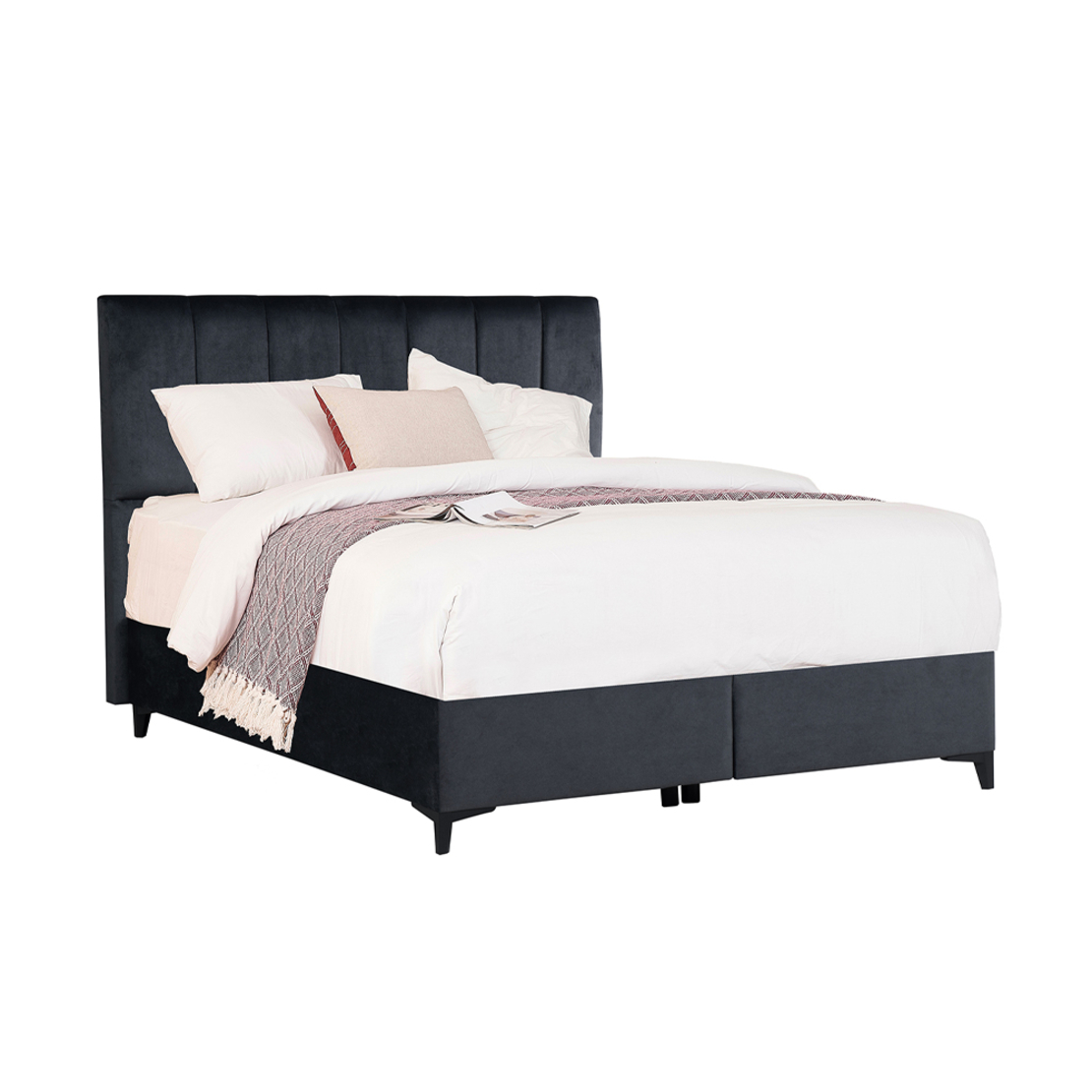 STICKS BED WITH STORAGE (FOR MATTRESS 160x200cm) VELVET GREY 26-911 E1 TR