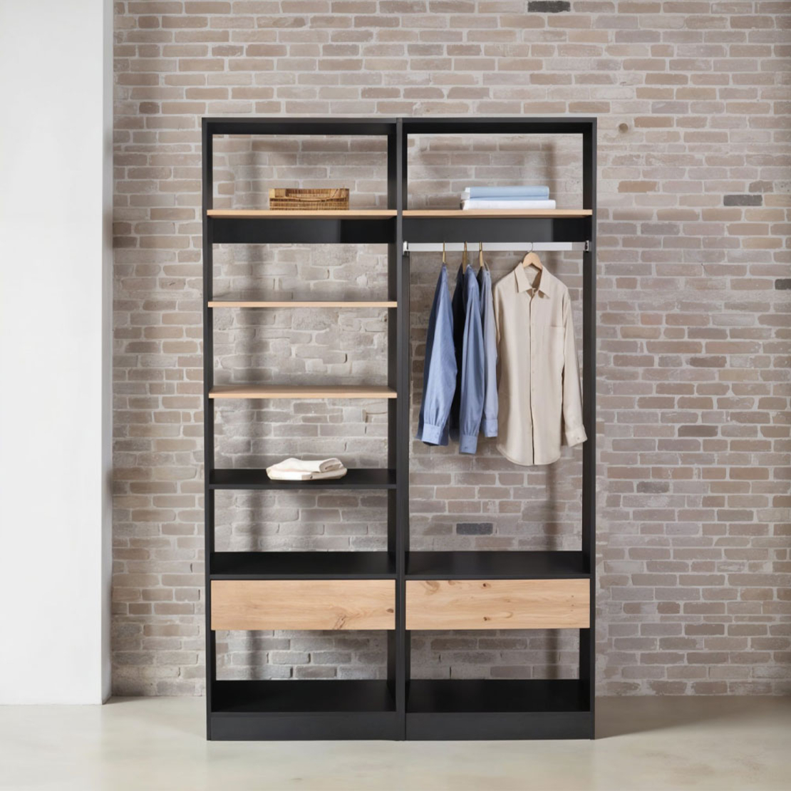 SYSTEM WARDROBE MELAMINE BLACK MELAMINE SONOMA 90x50x180 E1