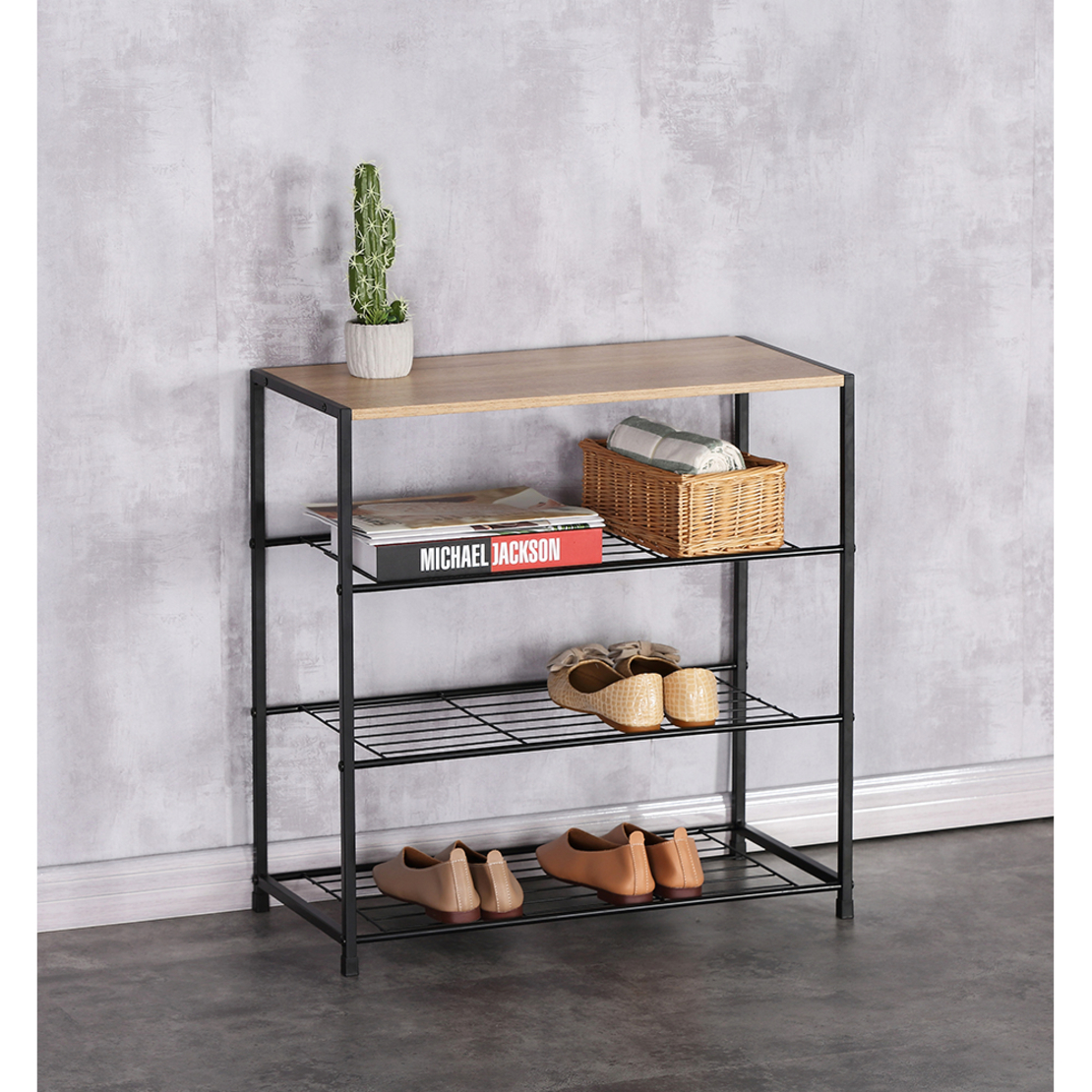 RAIL 3 SHOERACK 3SHELVES CHIPBOARD WITH MELAMINE SONOMA BLACK E1 PRC