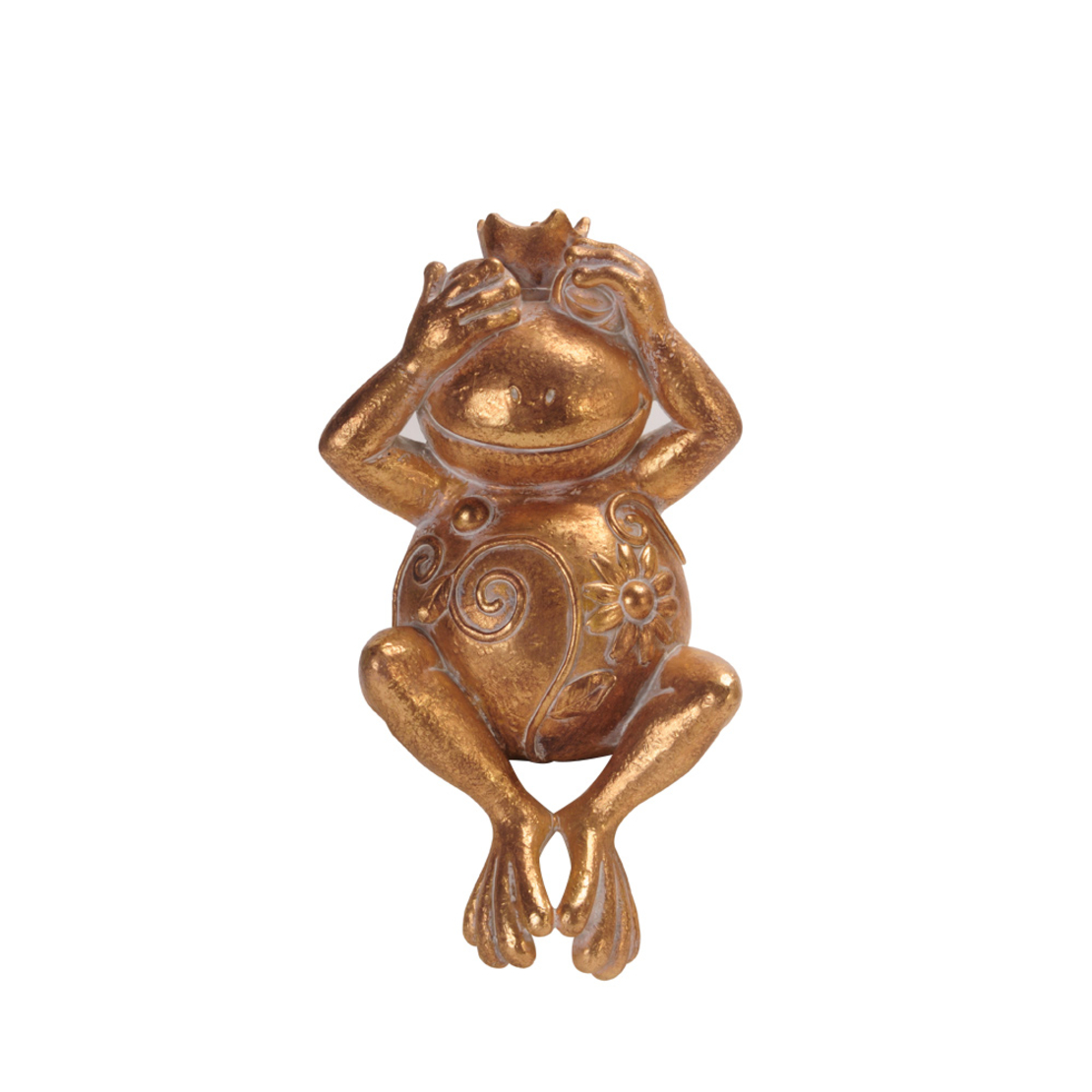 GRENOUILLE 1 DECO FROG POLYRESIN GOLD 12,2x9,4xH22