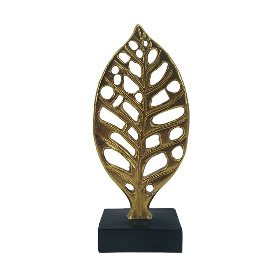 HERVA DECO LEAF POLYRESIN GOLD BLACK 10,2x5xH22,5c