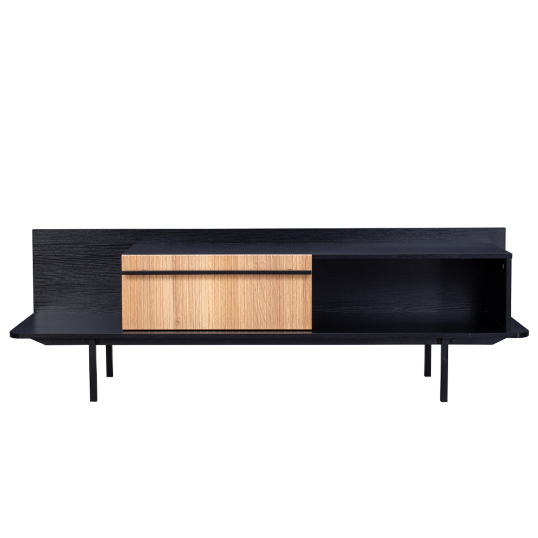 ORIGAMI TV STAND 1DRAWER CHIPBOARD WITH MELAMINE CARTA BLACK SONOMA METAL BLACK 160x39,5xH50cm E1 PRC
