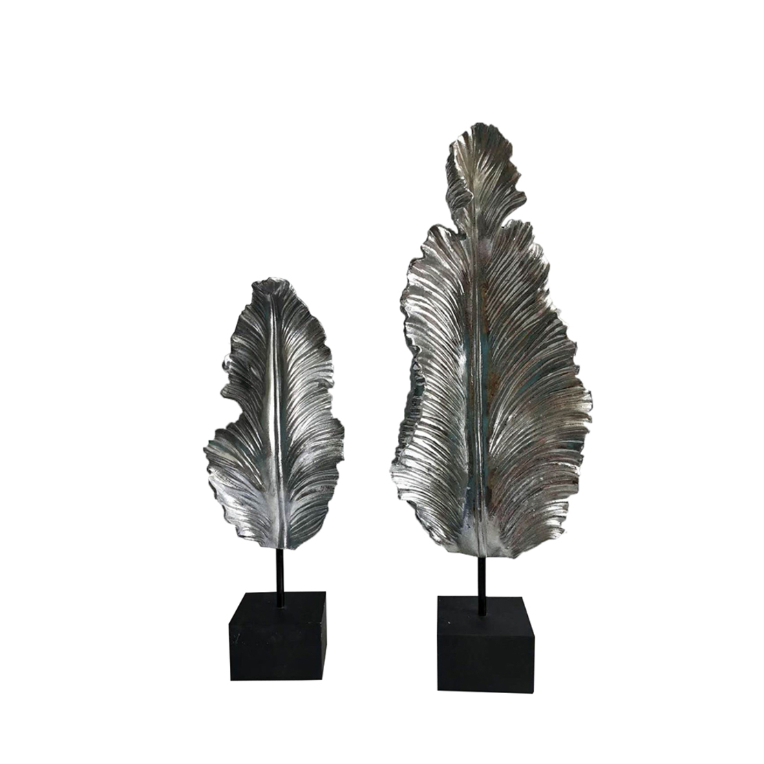 FILO DECO LEAF POLYRESIN SILVER BLACK 24x12xH62cm