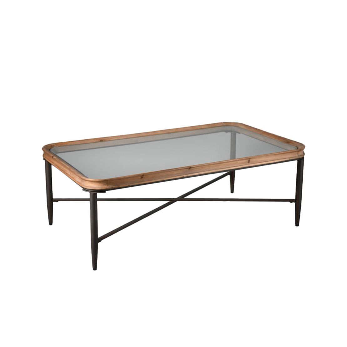MARAIS COFFEE TABLE WOOD NATURAL METAL BLACK 122x7