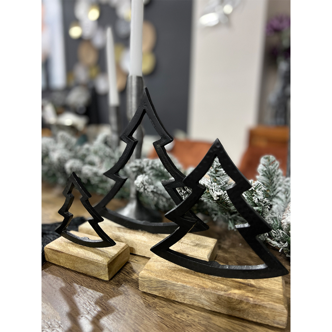 XMAS GOOSE TREE ALUMINIUM WOOD MANGO BLACK NATURAL