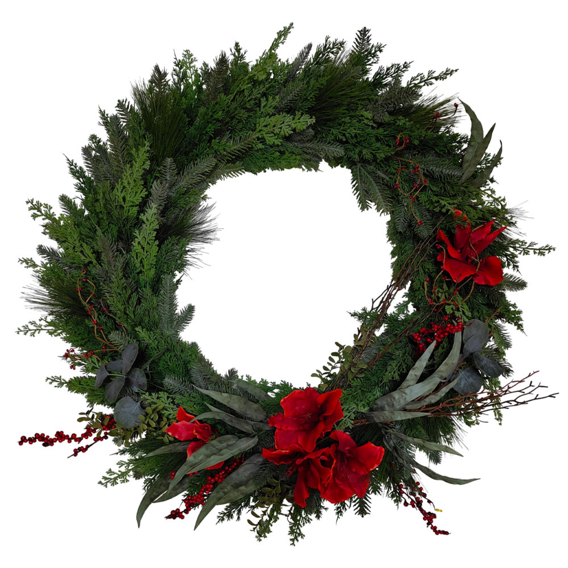 XMAS RED BERRY 100 WREATH GREEN RED 100x100 PRC