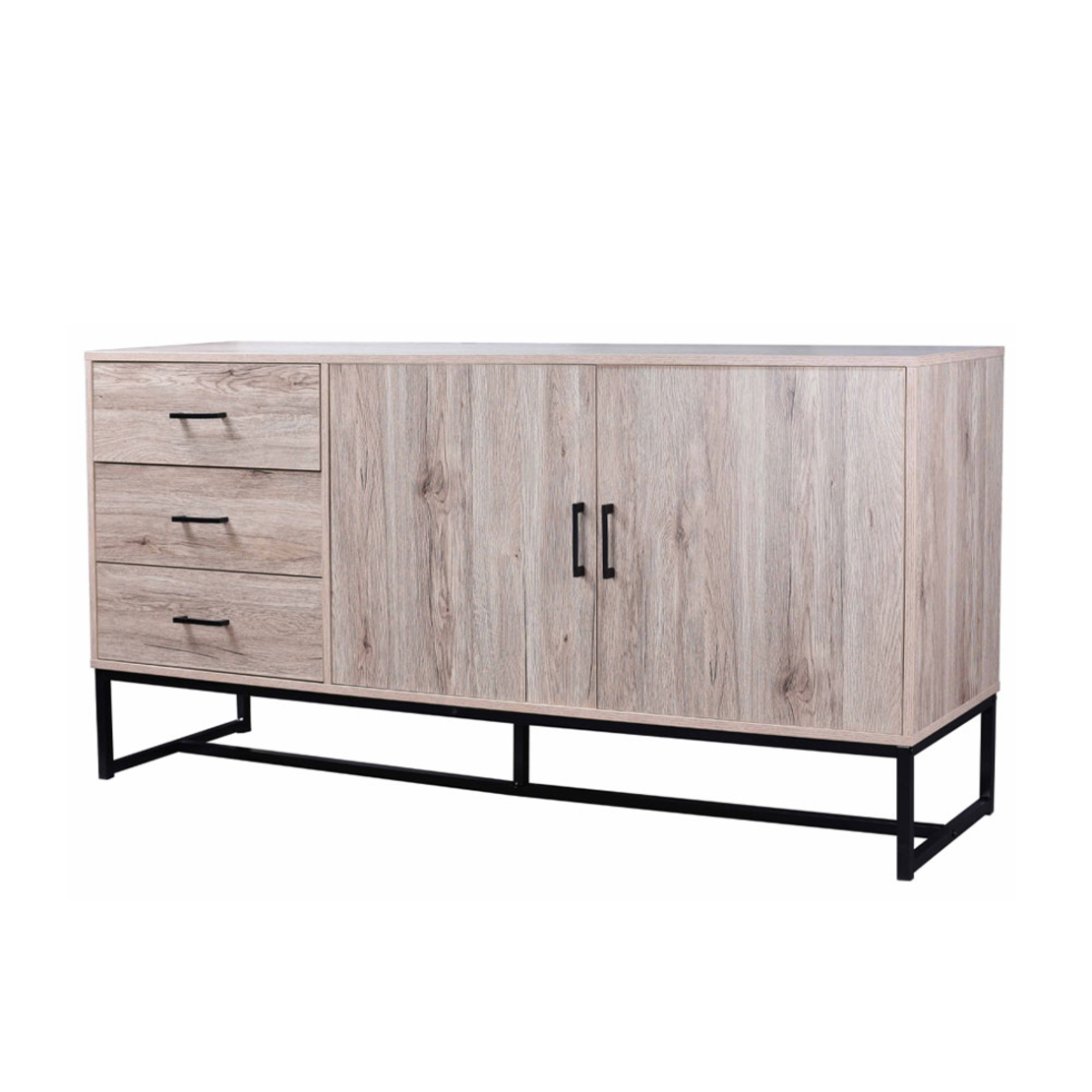 NATURE SIDEBOARD CHIPBOARD WITH MELAMINE CARTA OAK METAL BLACK 160x40xH75cm E1 PRC