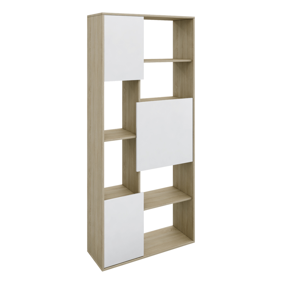 BOX BOOKCASE MELAMINE SONOMA WHITE 80x30xH180cm E1 EU