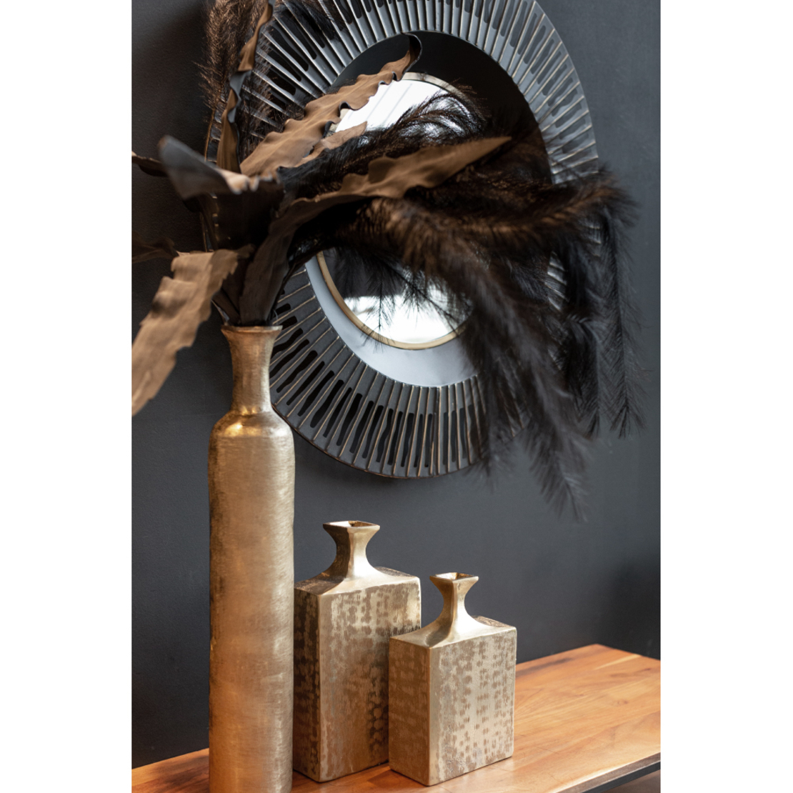 FLES VASE ALUMINIUM GOLD 11x11xH65cm IN