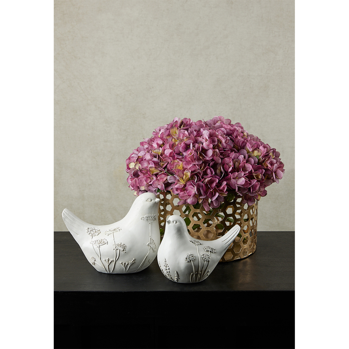 CALIS DECO BIRD POLYRESIN WHITE BEIGE 18x10,5xH14c