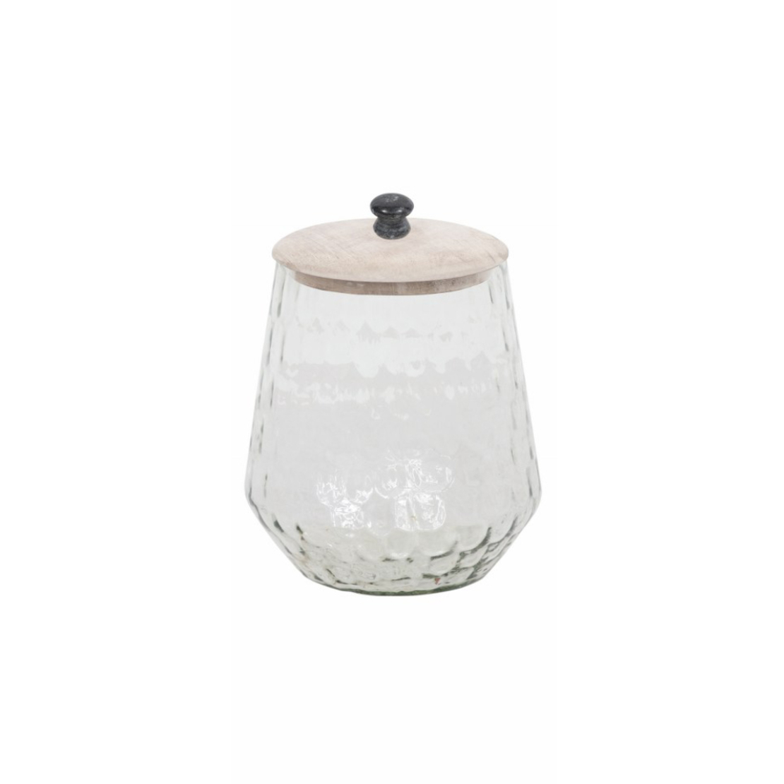 SCHERA STORAGE JAR WITH LID GLASS WOOD WHITE WASHE