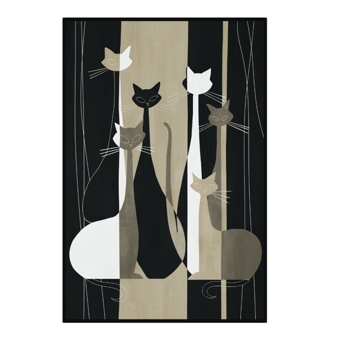 THE CATS PAINTING CANVAS MULTICOLOR WOOD FRAME BLA