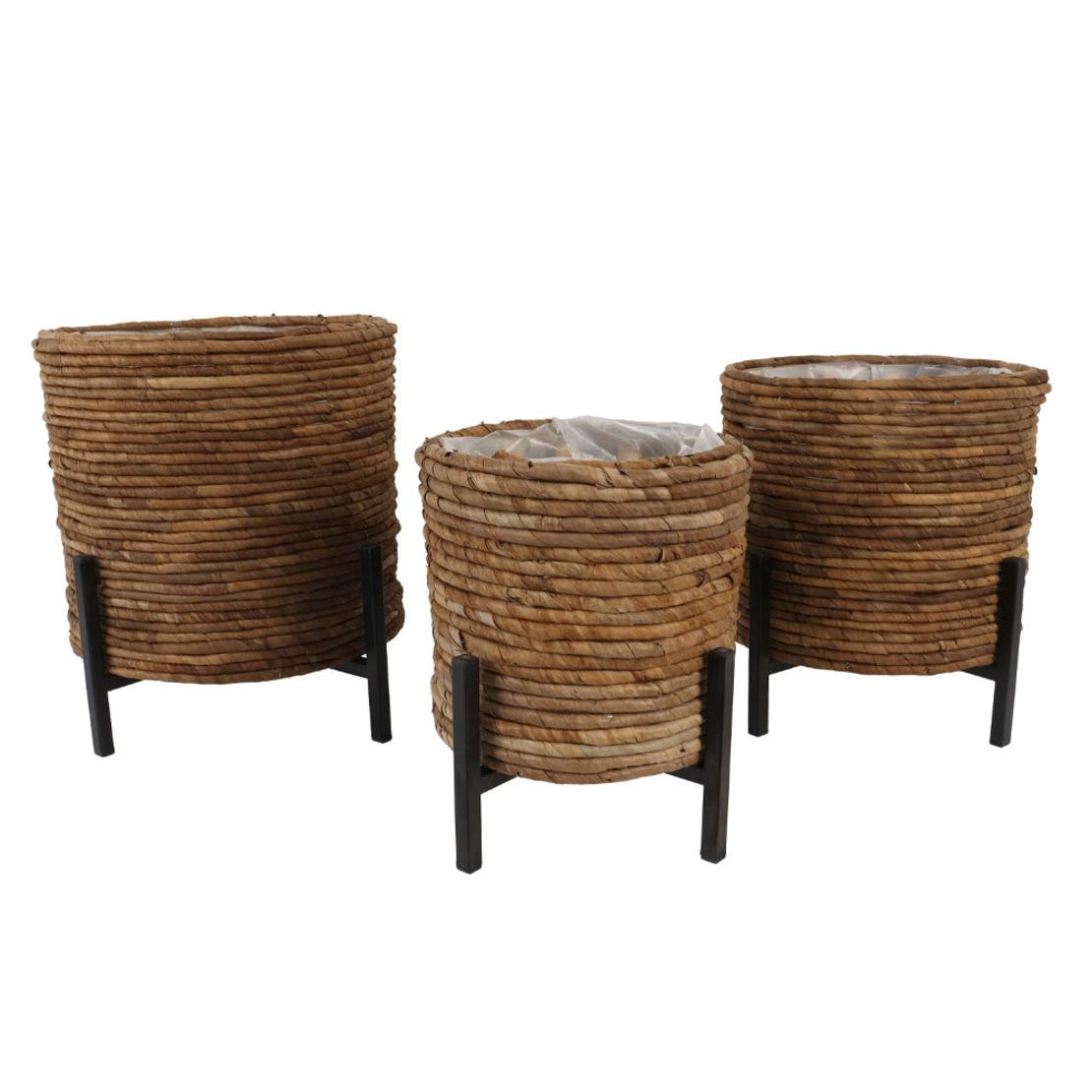 SKYROS PLANTER SET 3PCS SEAGRASS IRON NATURAL 31x3