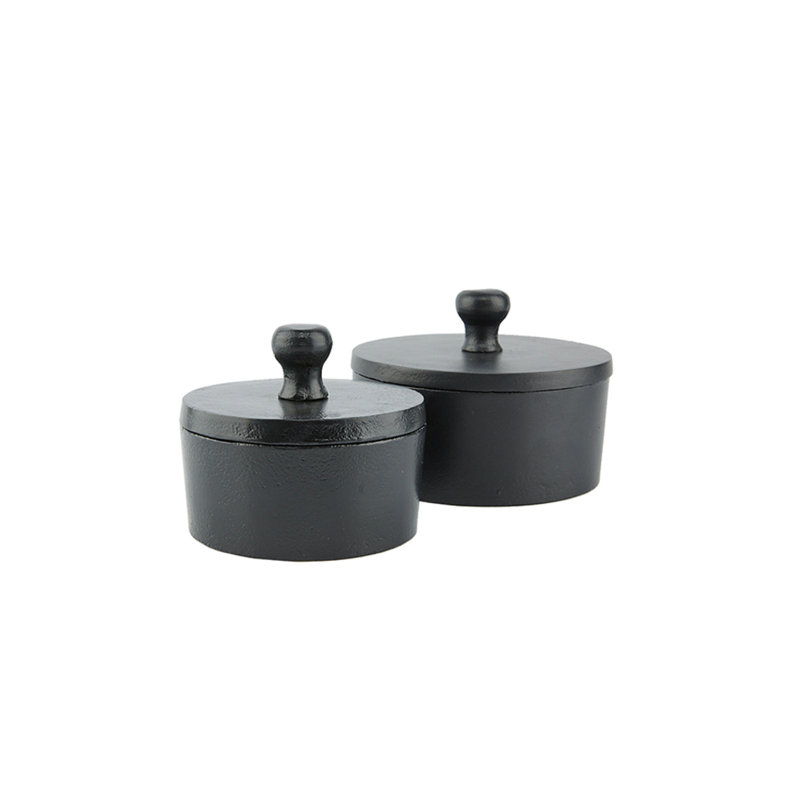 BOITE STORAGE JAR WITH LID ALUMINIUM BLACK 11x11xH