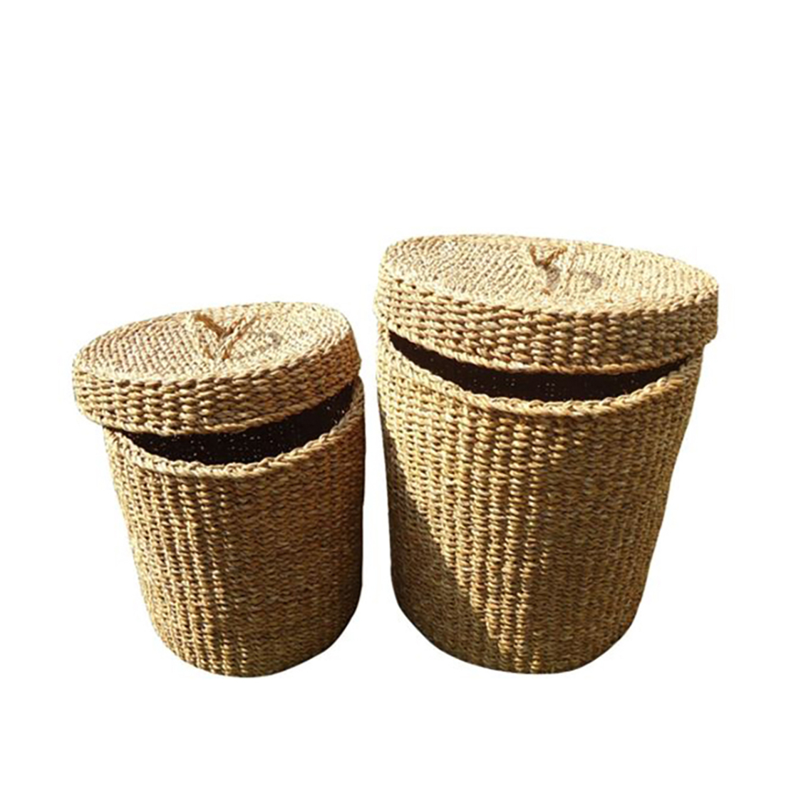 NEREA BASKET WITH LID SET 2PCS SEAGRASS NATURAL 44