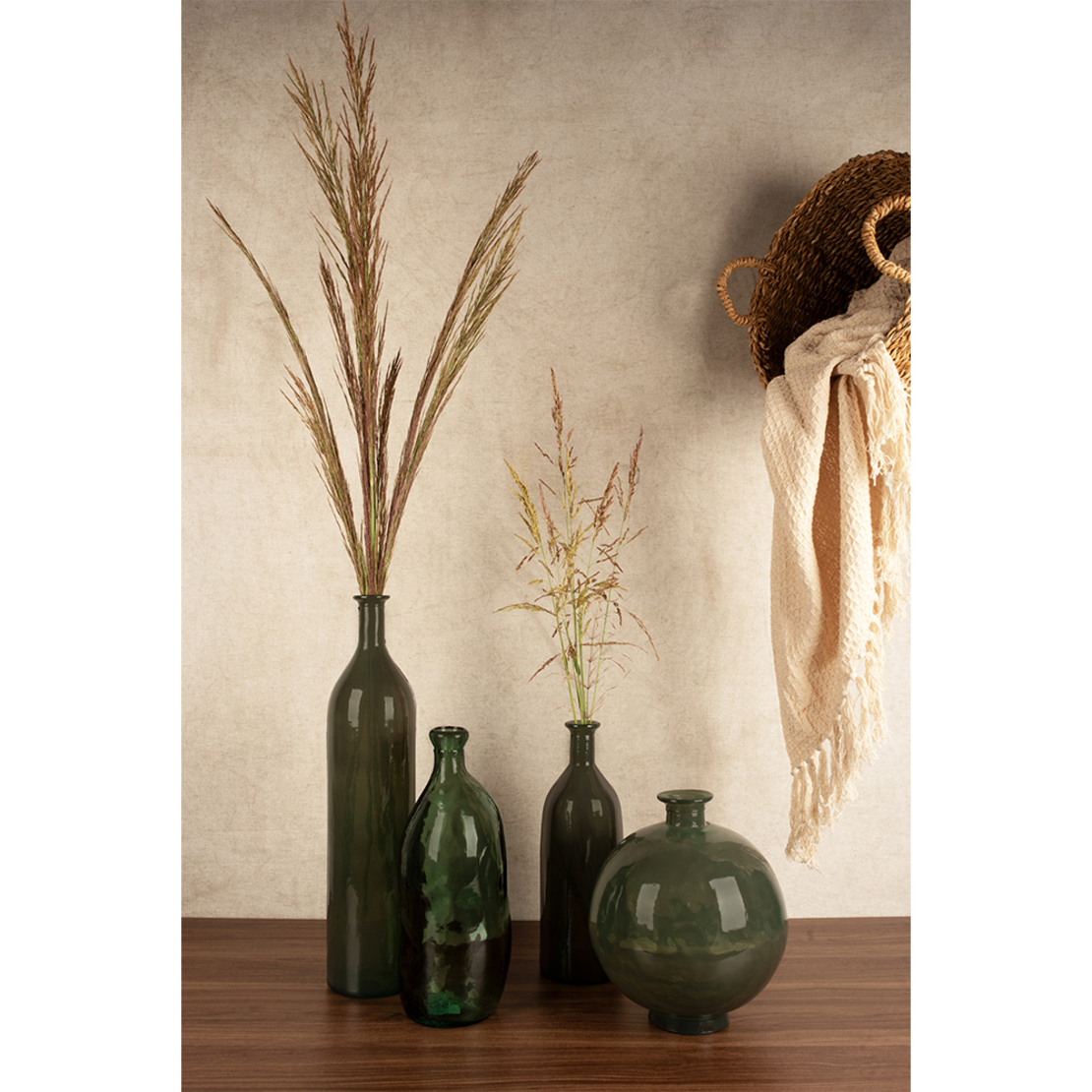 RIPE OLIVE BOTTLE RECYCLED GLASS OLIVE GREEN D11,5