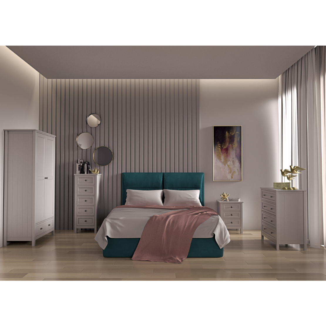 FRENCH COMMODE 4DRAWERS MDF GREY LIGHT E1 PRC