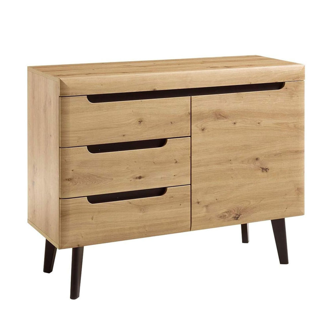 GRIF COMMODE 1DOOR 3DRAWERS MELAMINE NATURAL BLACK E1 PRC