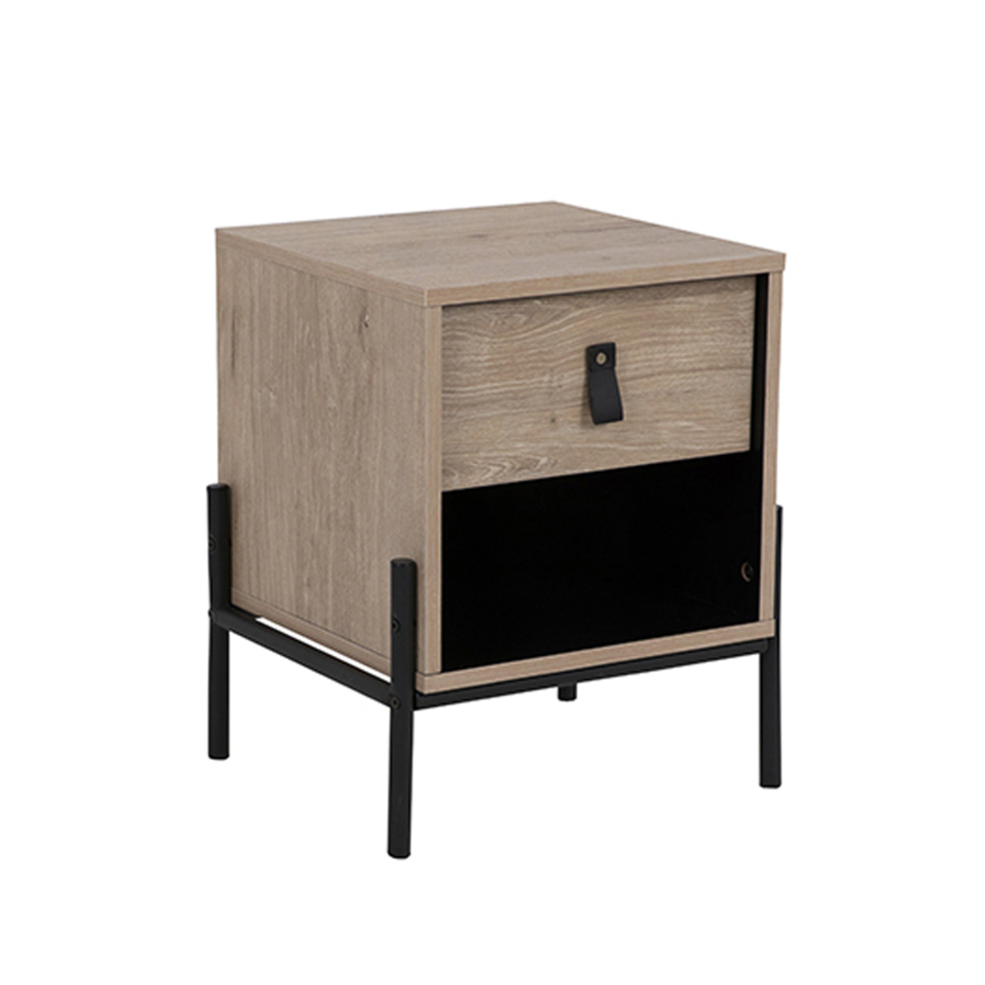 STUDY NIGHTSTAND 1DRAWER CHIPBOARD WITH MELAMINE CARTA SONOMA DECAPE METAL BLACK BLACK E1 PRC