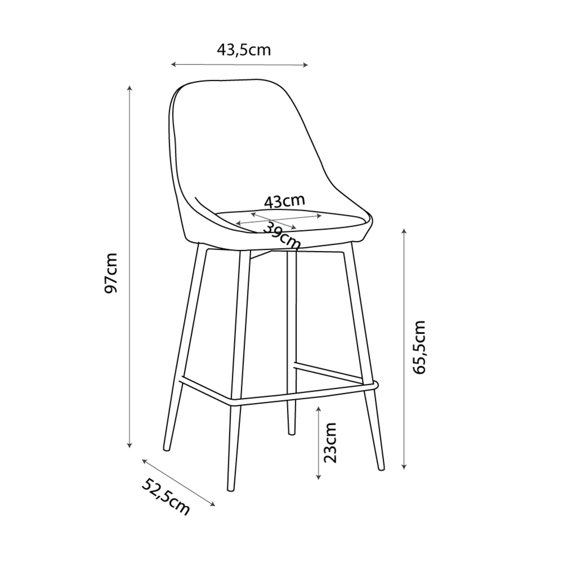 CALIPER STOOL BAR FABRIC BROWN CAPPUCCINO METAL CA