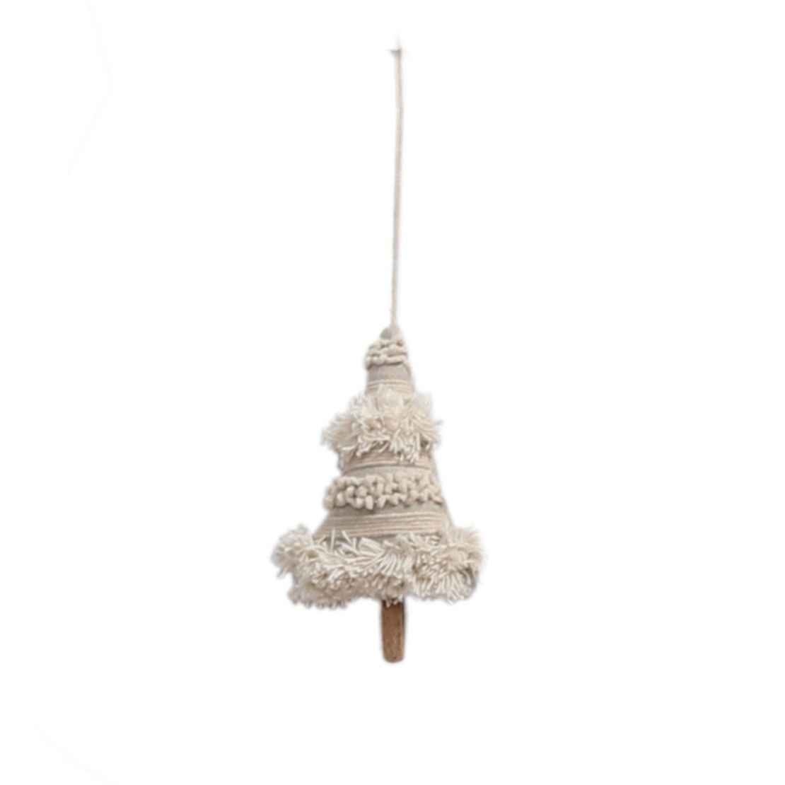 XMAS JOLLY 2 PENDANT TREE FABRIC WOOD MANGO BEIGE