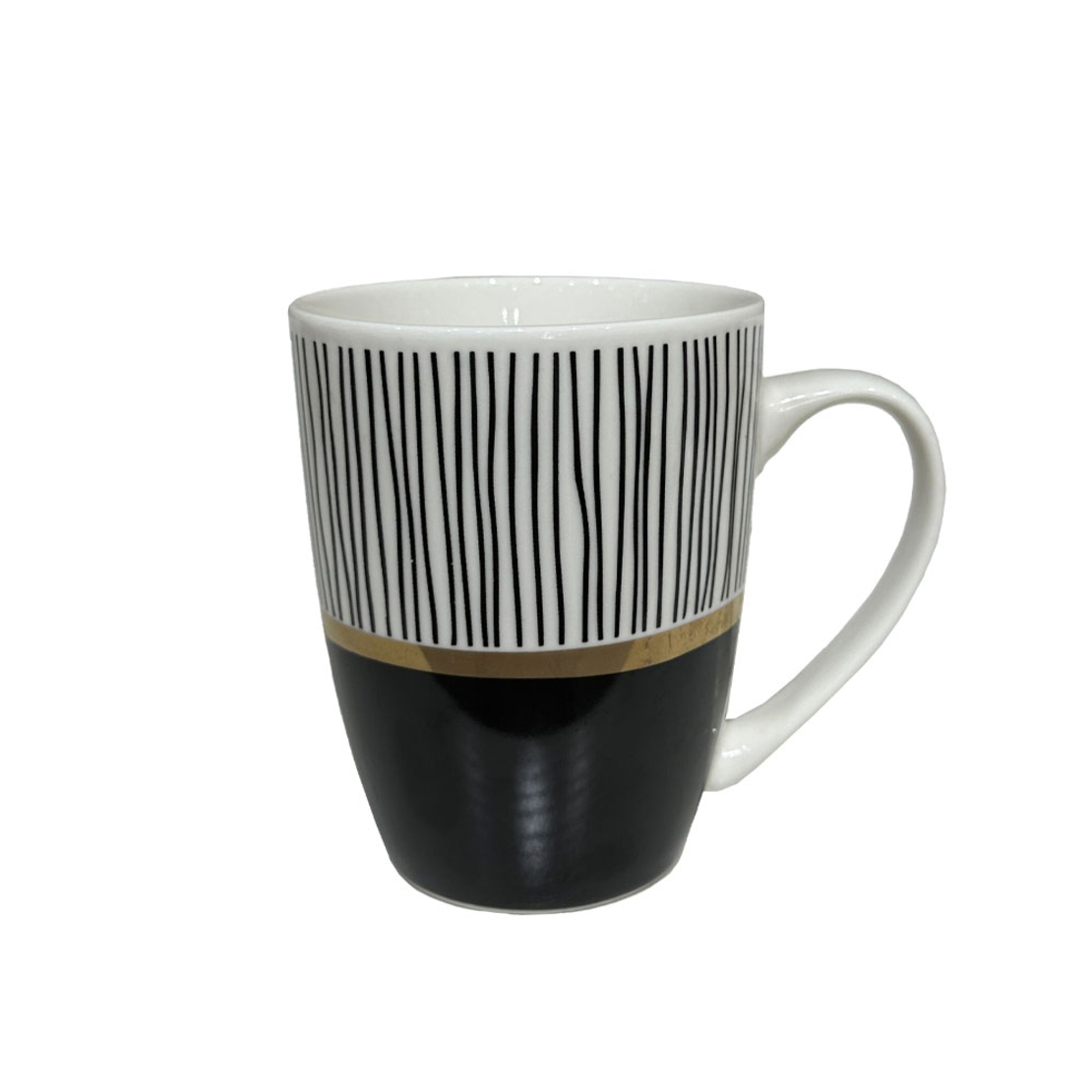CITY MUG NEW BONE CHINA WHITE BLACK GOLD D8,3xH10,