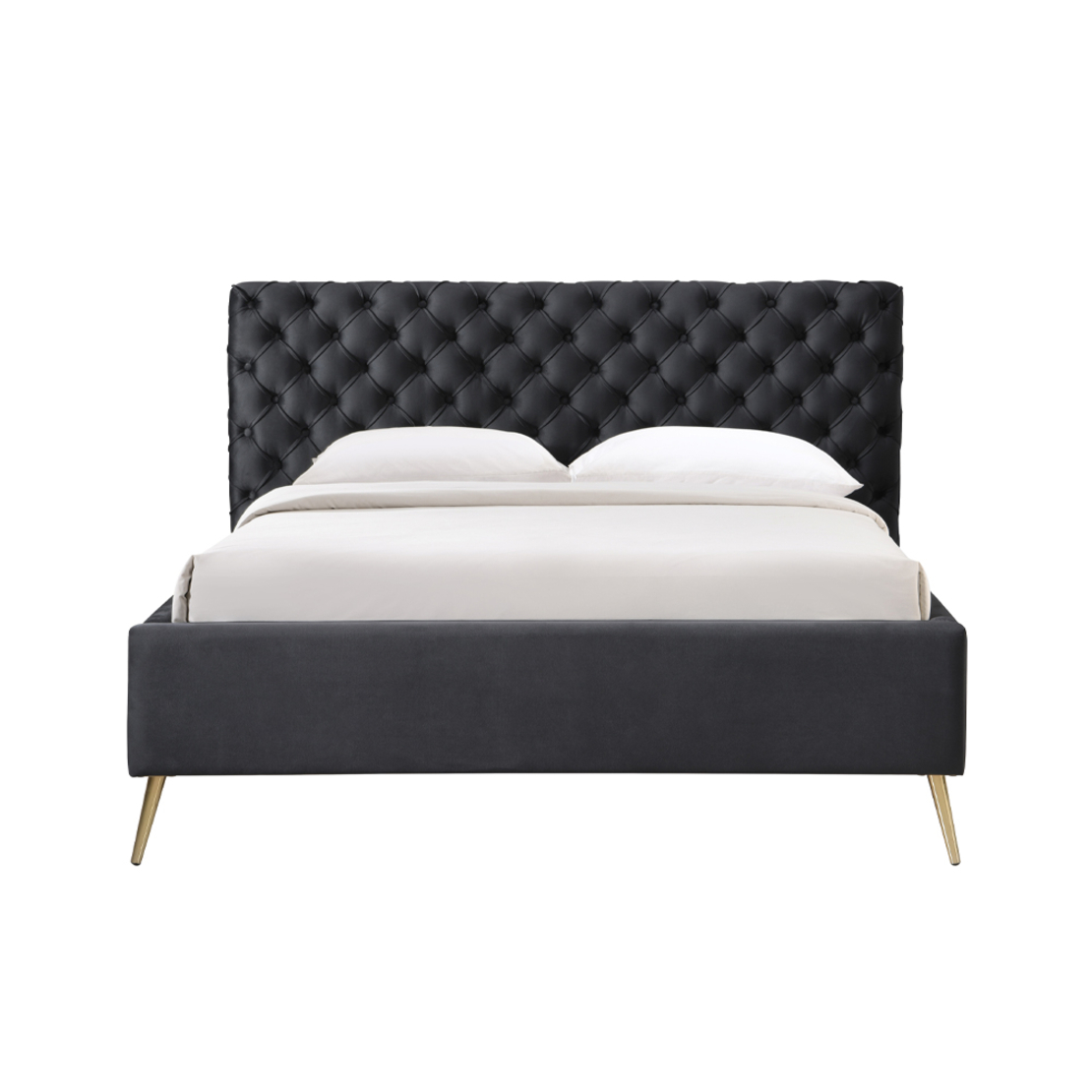 BLACK EROS BED (FOR MATTRESS 160x200cm) FABRIC BLACK METAL GOLD E1 MY