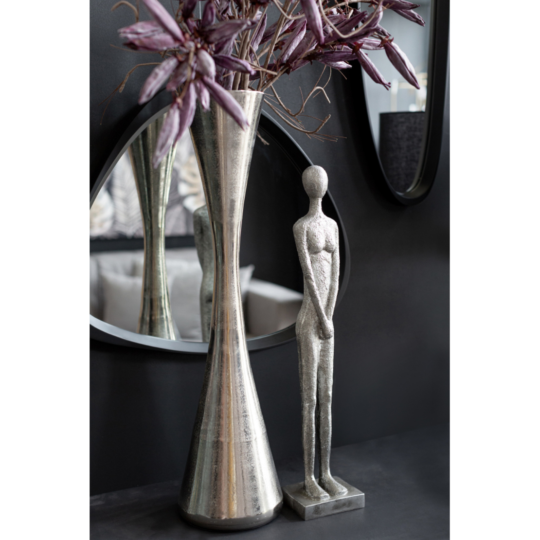 ANKHOU DECO FIGURE POLYRESIN SILVER 14x11xH67cm PR