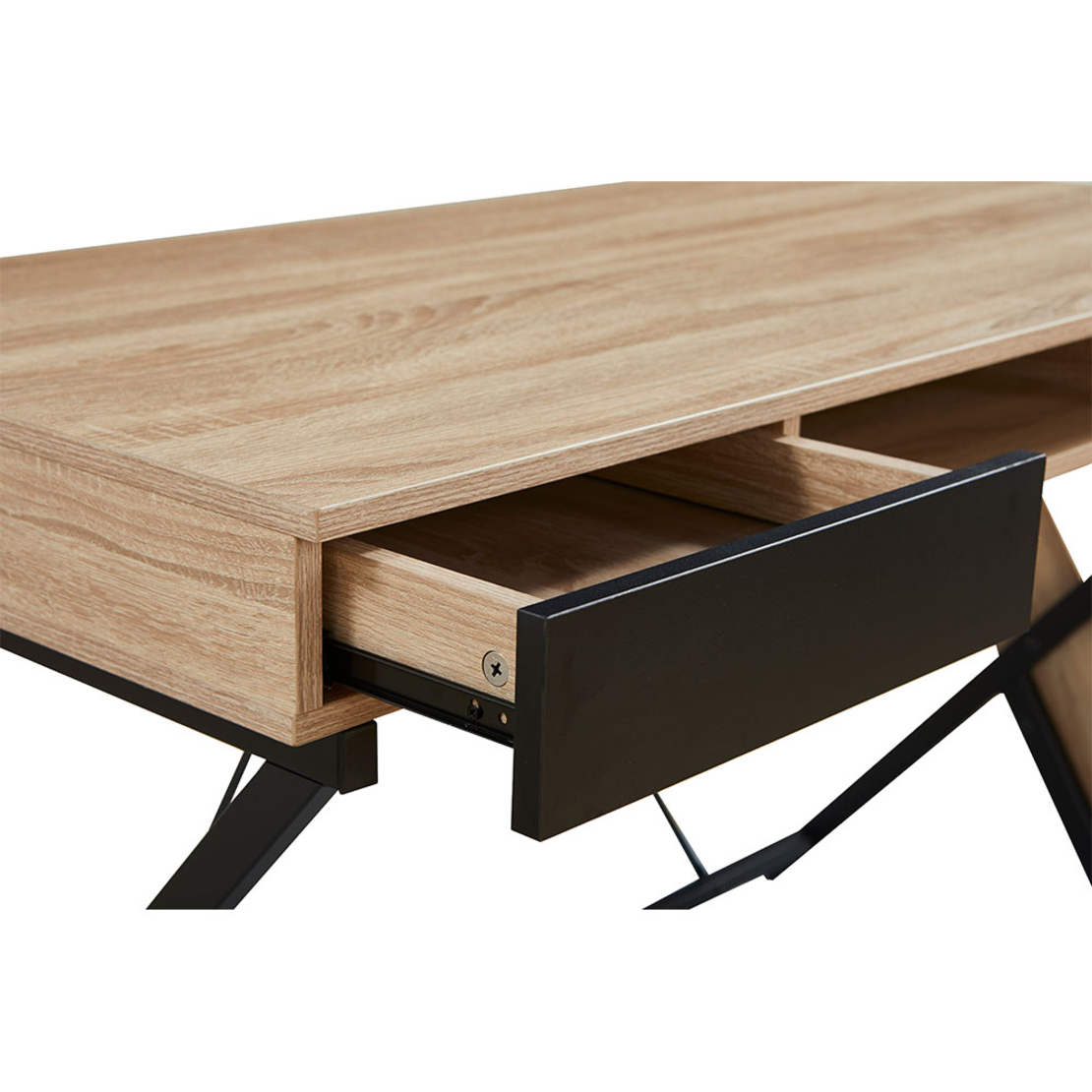 DOUBLE-X DESK 1SHELF CHIPBOARD WITH MELAMINE CARTA NATURAL BLACK 120x60xH76cm E1 PRC