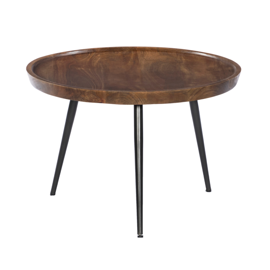 PENCIL 60 COFFEE TABLE WOOD MANGO WALNUT METAL BLACK 60x60xH40cm IN