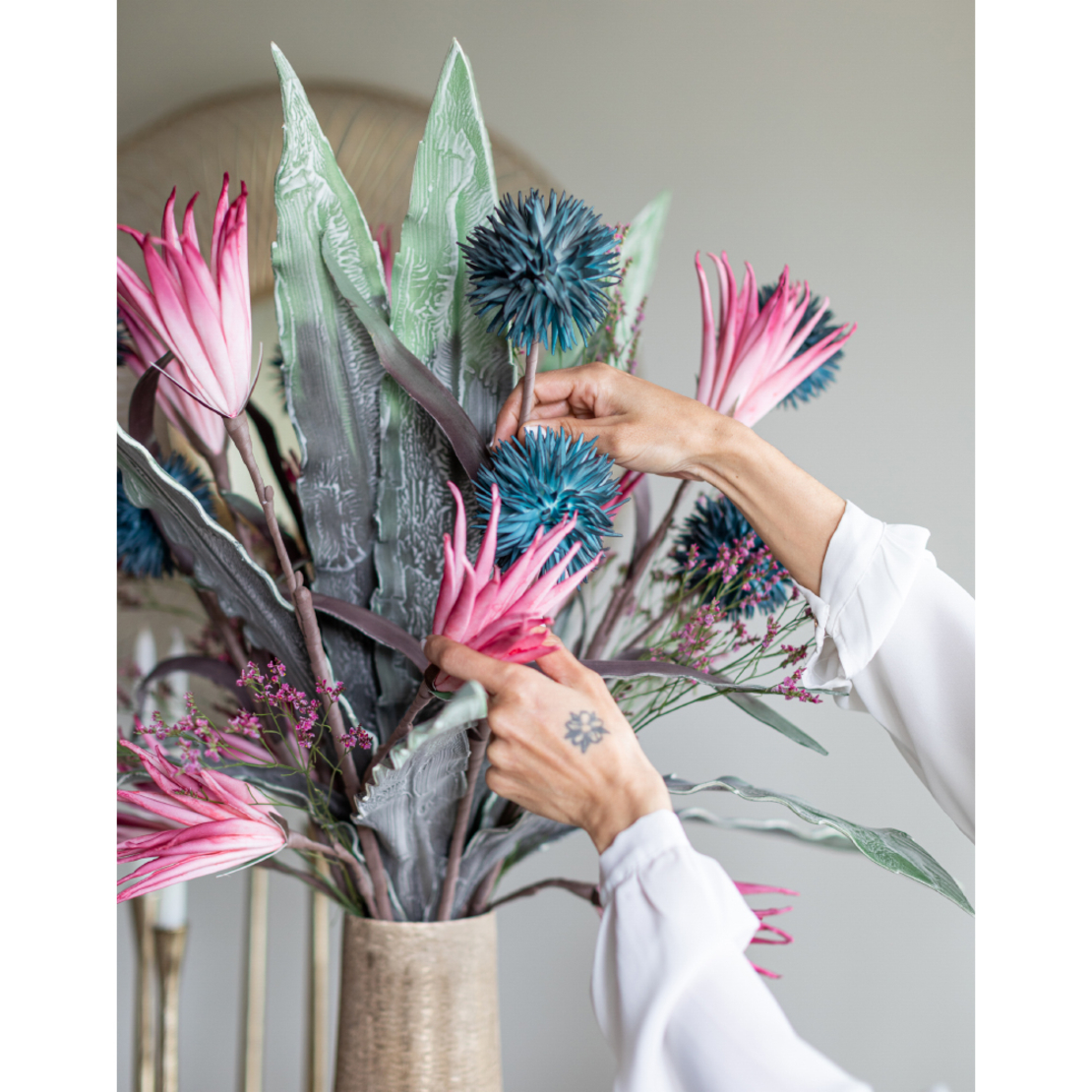 LITMUS ARTIFICIAL FLOWER EVA FOAM BLUE GREY H90cm