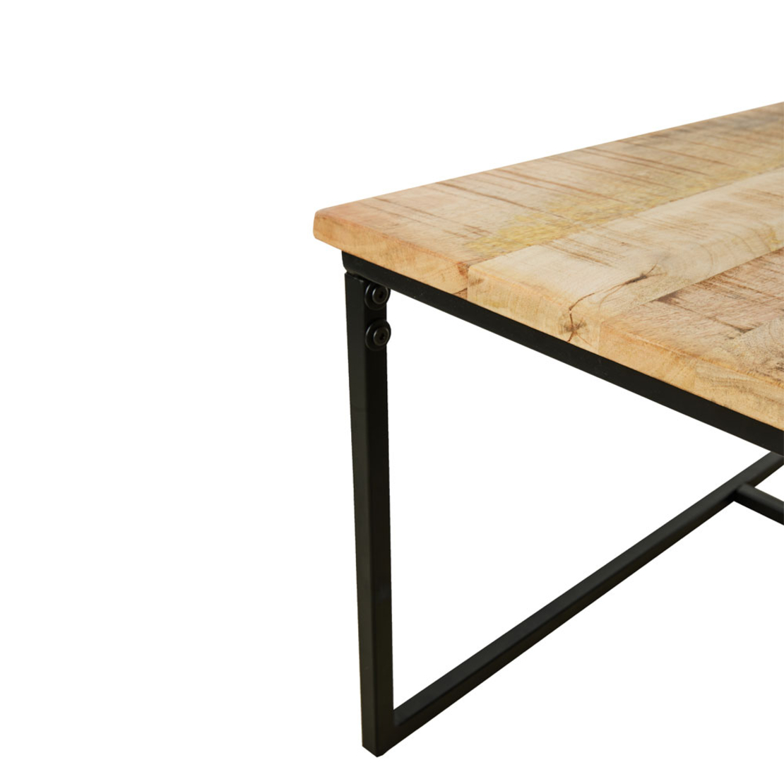 QUADRO COFFEE TABLE SET 3PCS WOOD MANGO NATURAL ROUGH METAL BLACK 110x60xH45cm IN