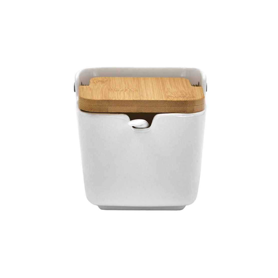 CURVE STORAGE JAR WITH LID PORCELAIN BAMBOO WHITE