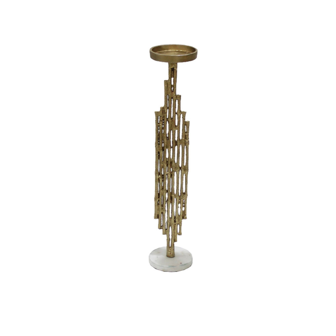 REED 49,5 CANDLE HOLDER ALUMINIUM GOLD WHITE D10cm
