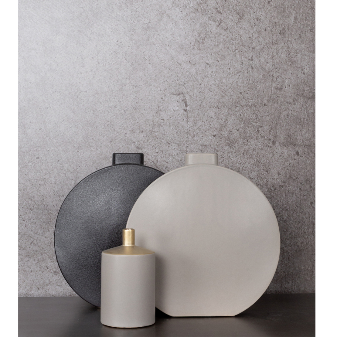 FLAT VASE CERAMIC GREY MATTE 31x4xH32cm PRC