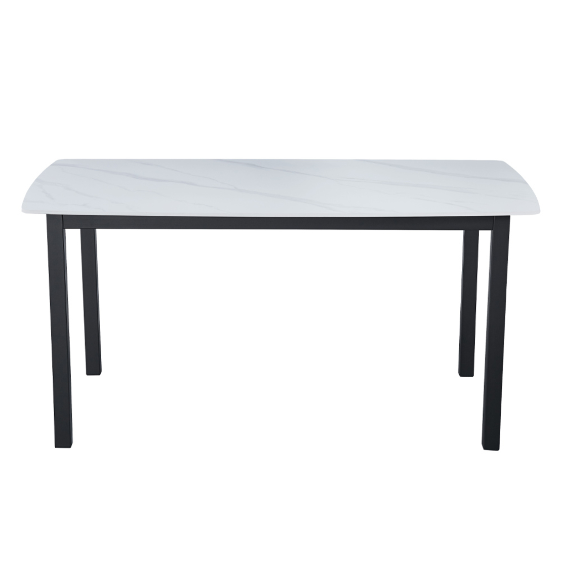 PLUTO TABLE CERAMIC WHITE WITH MARBLE PATTERN METAL BLACK PRC