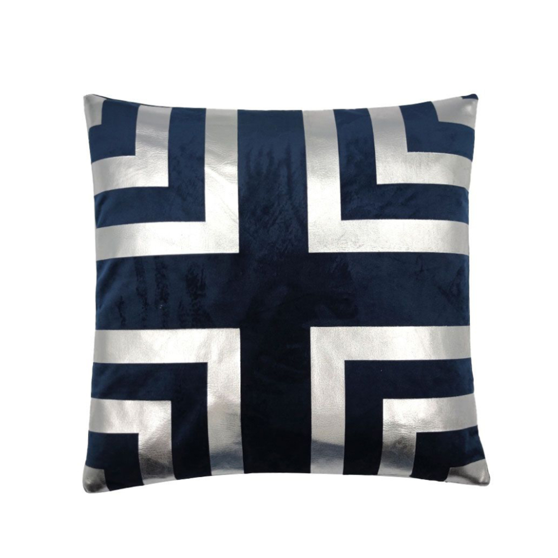 ILLUSION DECOR CUSHION VELVET BLUE SILVER 45x45cm