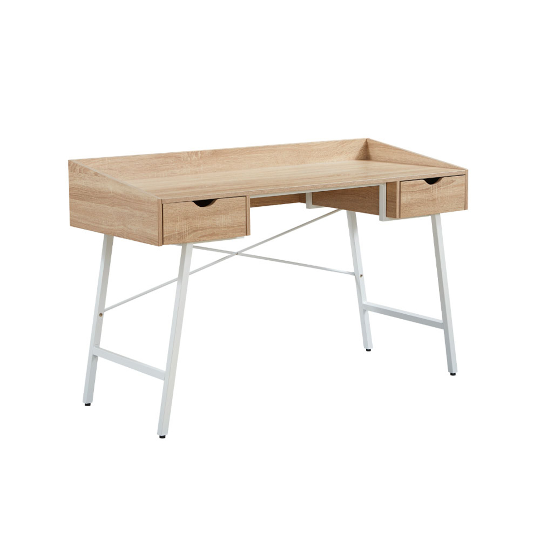 GROTTA DESK 2DRAWERS CHIPBOARD WITH MELAMINE CARTA NATURAL WHITE 133x55,5xH84cn E1 PRC