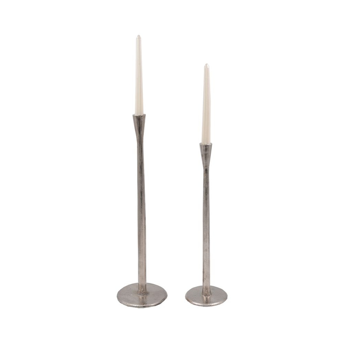 STELLA CANDLE HOLDER ALUMINIUM SILVER D13xH48cm IN