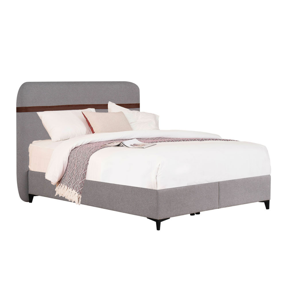 LINEA BED WITH STORAGE (FOR MATTRESS 160x200cm) FABRIC BEIGE 07-957 BROWN 27-902 E1 TR