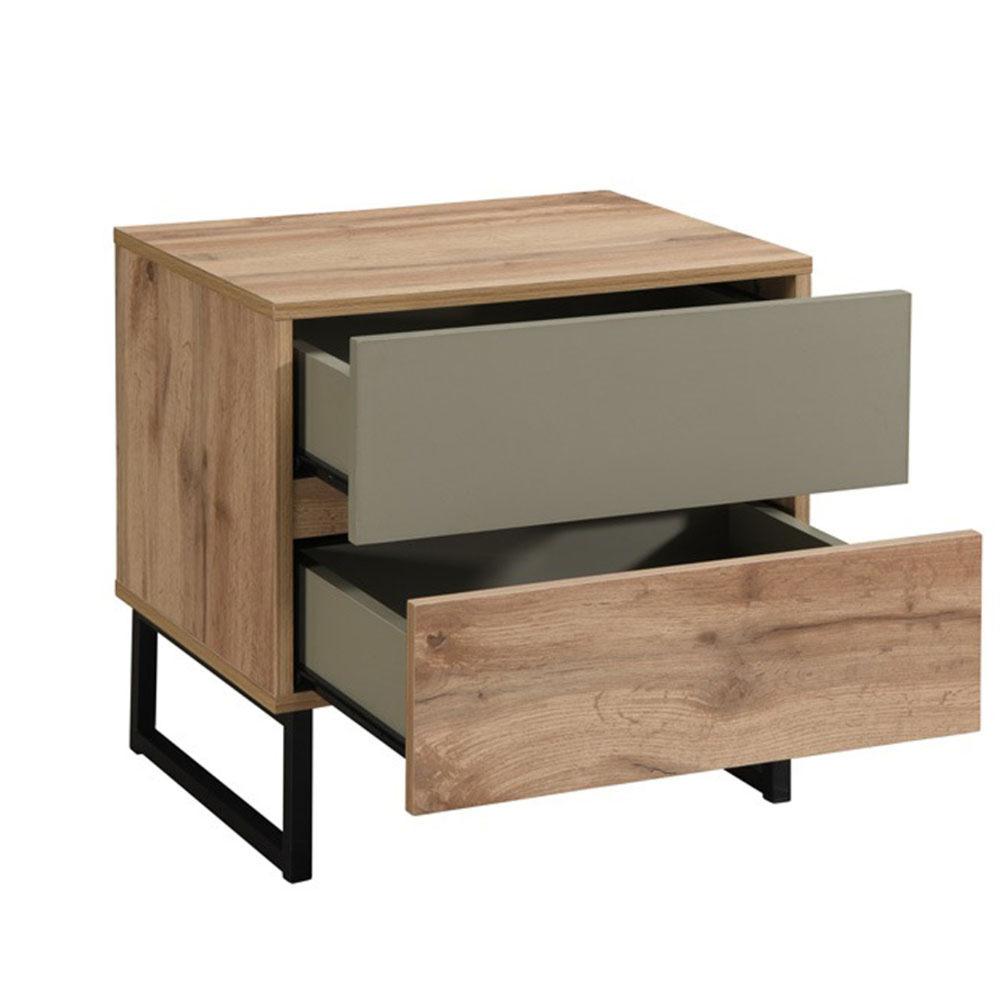 VERDE NIGHTSTAND 2DRAWERS CHIPBOARD WITH MELAMINE CARTA NATURAL CHIPBOARD WITH MELAMINE CARTA MINT BLACK E1