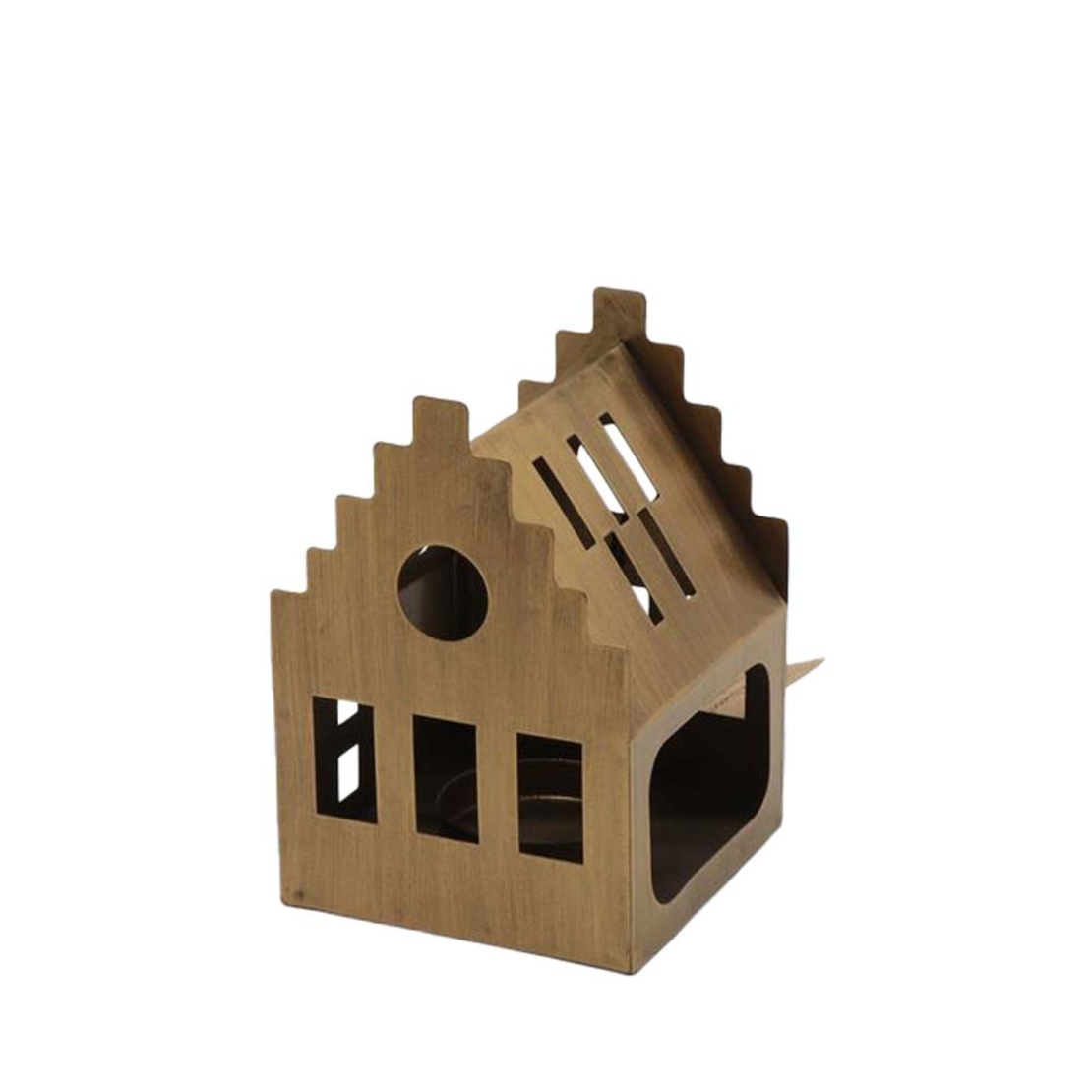 AUORA CHRISTMAS DECORATION FOR CANDLE 9x9x13 METAL BROWN GOLD