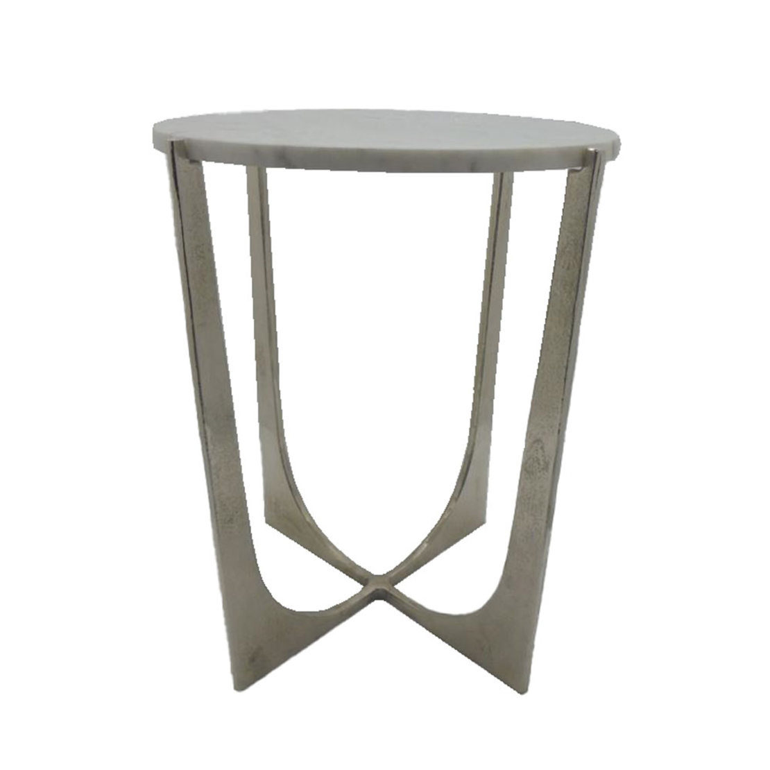DION SIDE TABLE ALUMINIUM SILVER WHITE MARBLE 40,75x40,75xH56cm IN